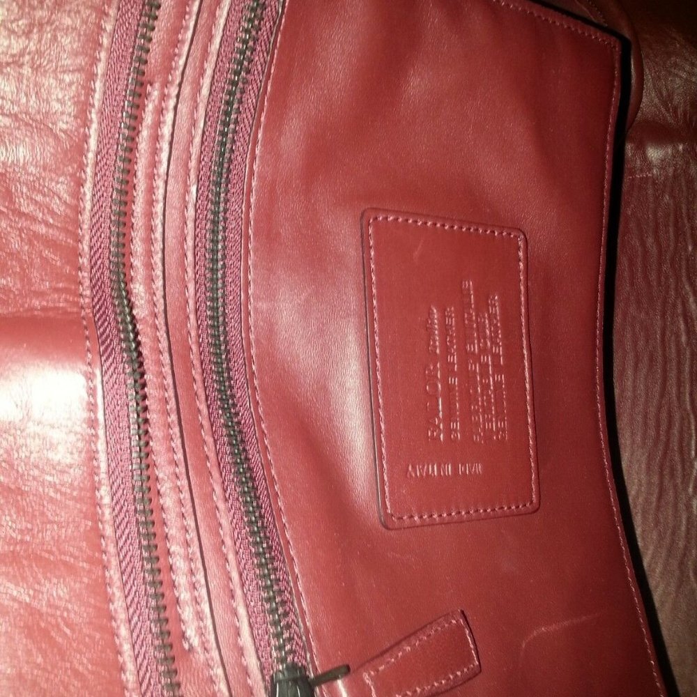 Large FALOR-FALORNI Shearling Tote-Genuine Leather With Lamb Fur. Burgundy. NWT - Picture 7 of 8